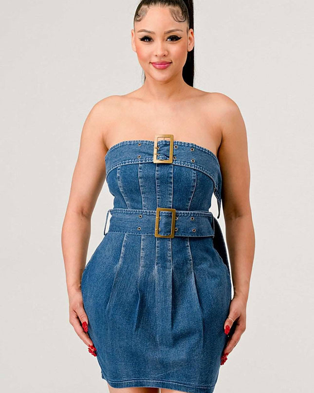 Buckle up denim delight dress