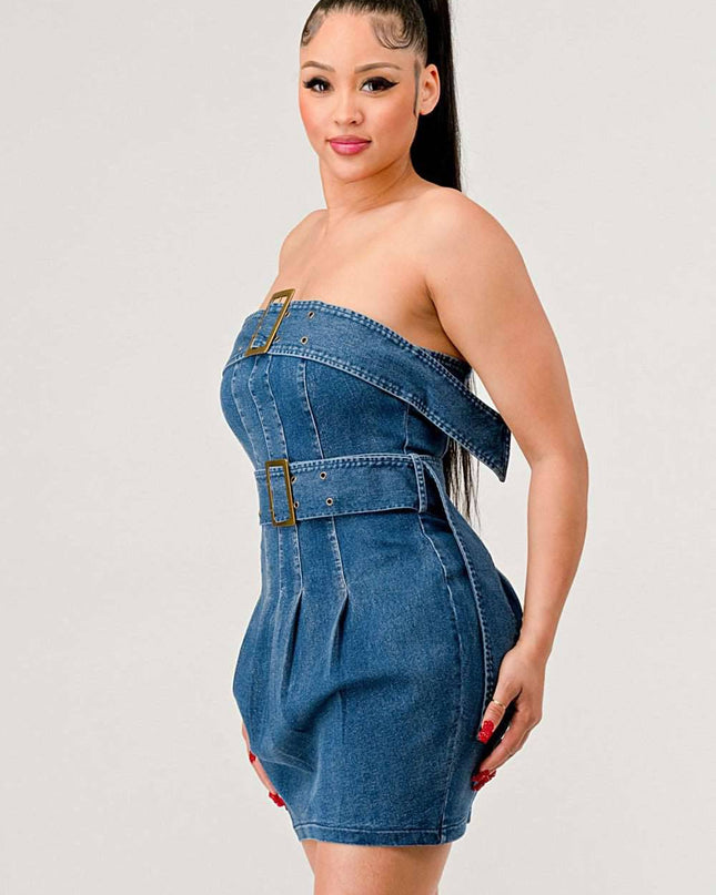 Buckle up denim delight dress