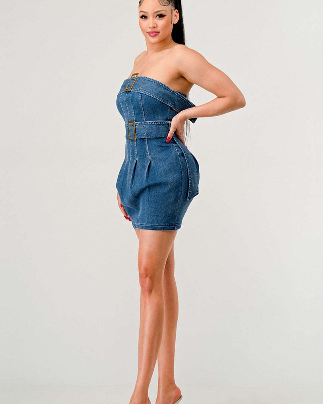 Buckle up denim delight dress