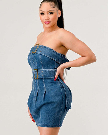 Buckle up denim delight dress
