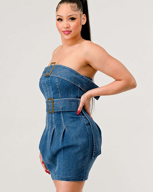 Buckle up denim delight dress