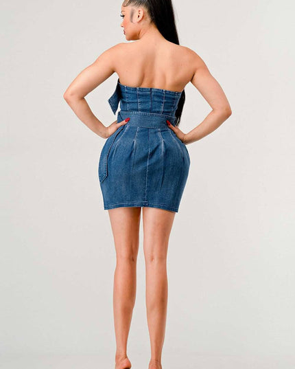 Buckle up denim delight dress