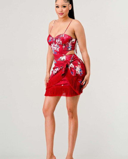 Athina Kimono floral print mini dress