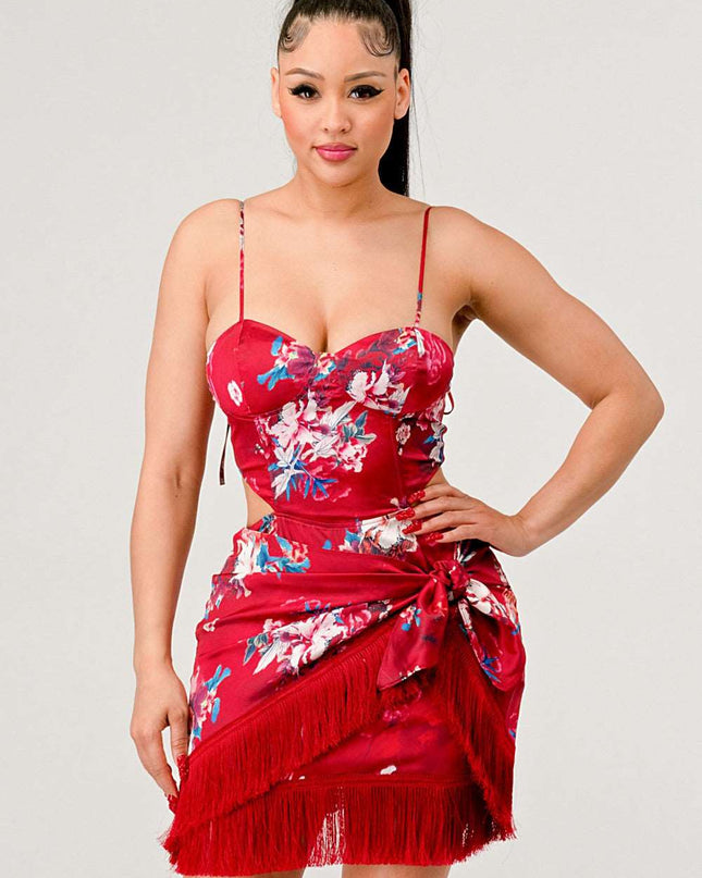 Athina Kimono floral print mini dress