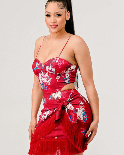 Athina Kimono floral print mini dress