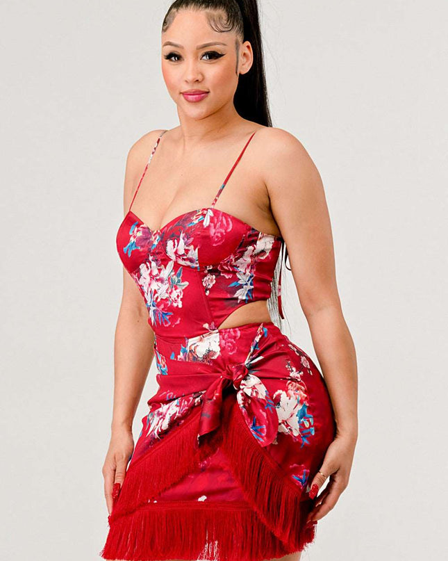 Athina Kimono floral print mini dress