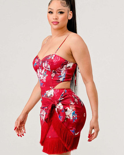 Athina Kimono floral print mini dress
