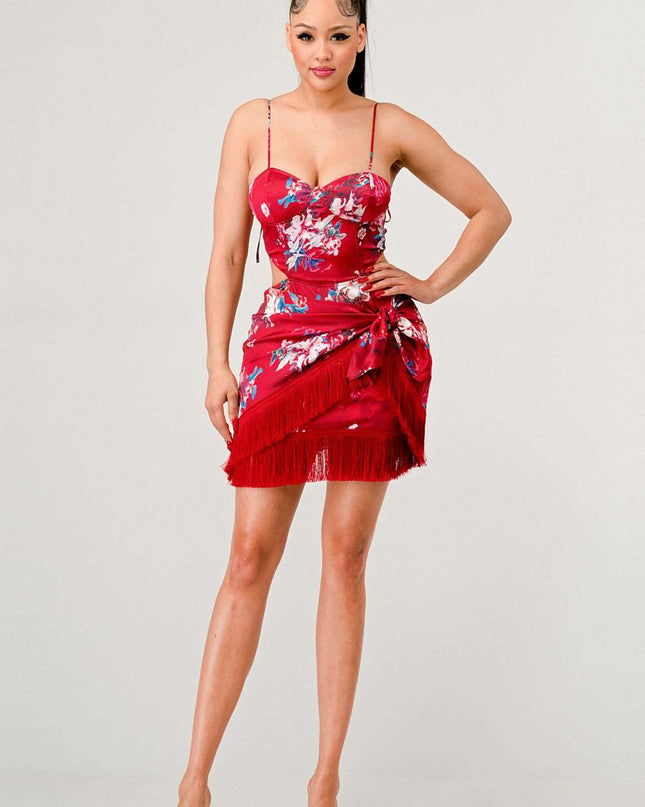 Athina Kimono floral print mini dress