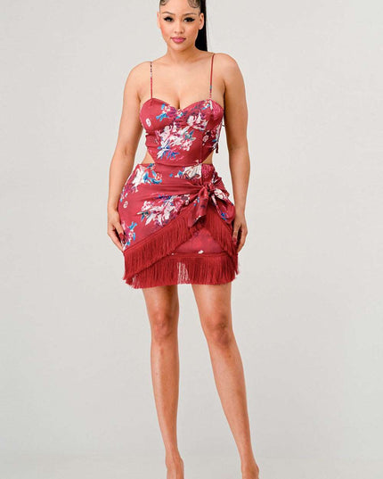 Athina Kimono floral print mini dress