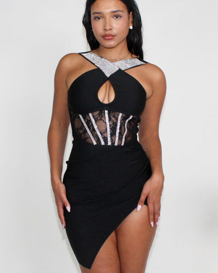 Athina Embellished Bandage Mini Dress