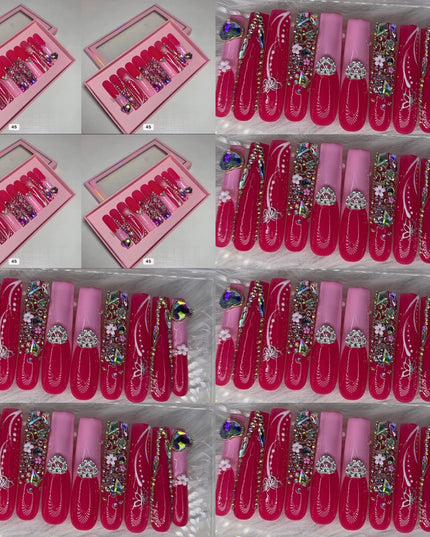 Pink nails acrylic press on nails