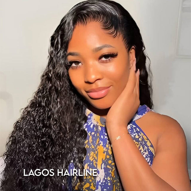 Lagos Hairline Water Wave Wig Human Hair 13x4 Glueless Lace Front Wig junoda