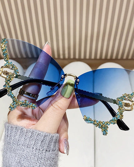 New Butterfly Shape Sunglasses Women's Fashion Personality Exaggerated Sunglasses with Diamonds Get DreSsT with Elise LLC