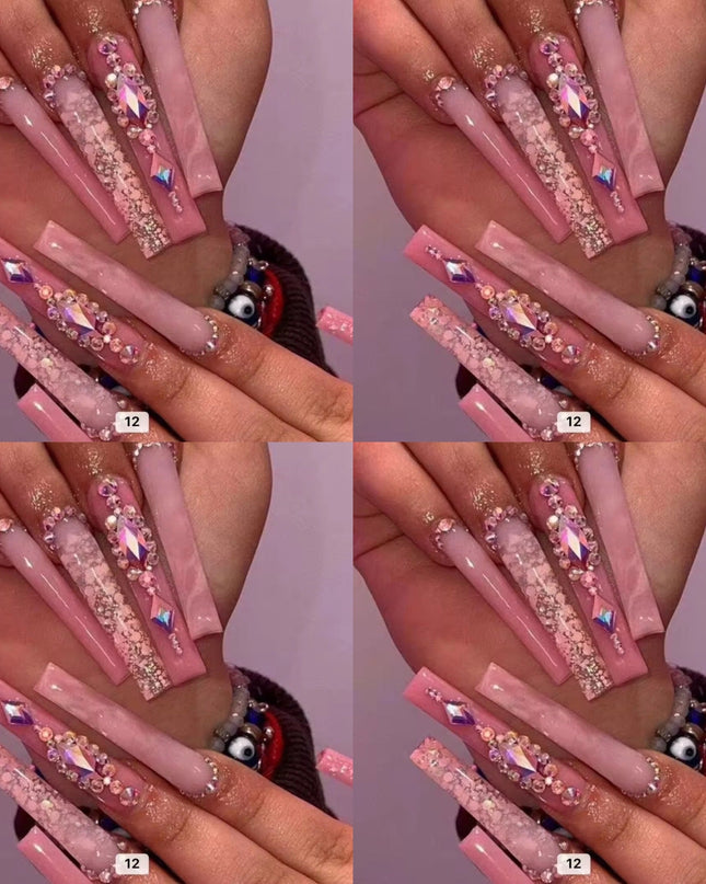 Natural tone long press on nails