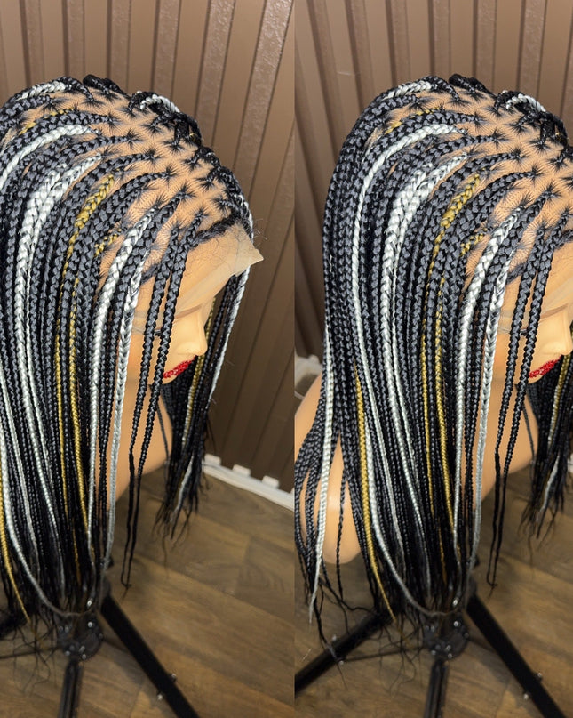 22 inches highlights knotless braided wig
