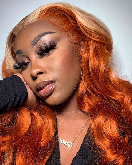 Ginger Blonde Body Wave Hair Bundles with 4x4 Closure Ombre Human Hair Weave junoda