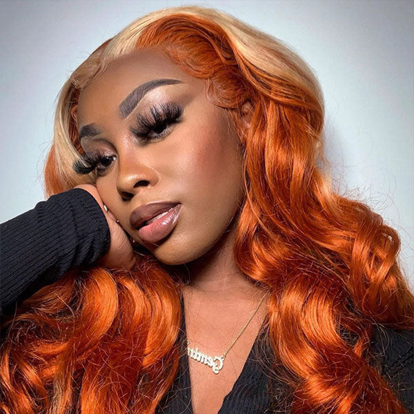 Ginger Blonde Body Wave Hair Bundles with 4x4 Closure Ombre Human Hair Weave junoda