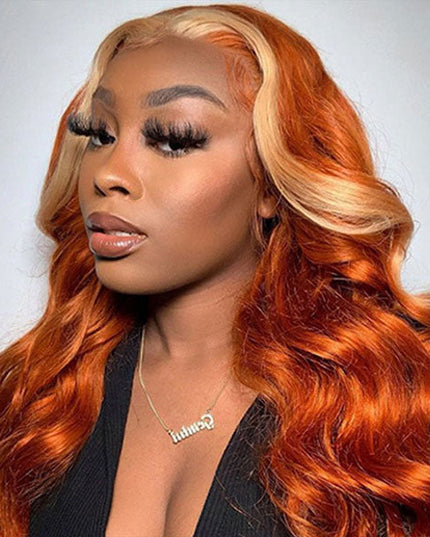 Ginger Blonde Body Wave Hair Bundles with 4x4 Closure Ombre Human Hair Weave junoda