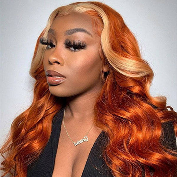 Ginger Blonde Body Wave Hair Bundles with 4x4 Closure Ombre Human Hair Weave junoda