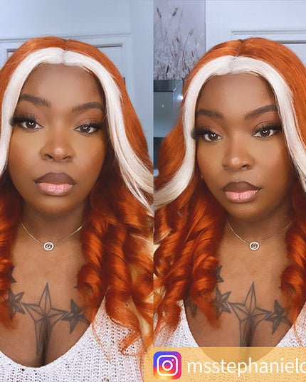 Junoda Ginger Blonde Ombre Lace Frontal Wig Virgin Human Hair Body Wave Wigs junoda