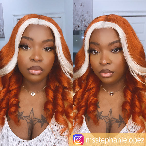 Junoda Ginger Blonde Ombre Lace Frontal Wig Virgin Human Hair Body Wave Wigs junoda