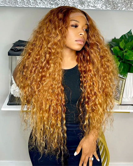 Wear & Go - Glueless Wigs Ombre Honey Blonde Deep Wave Super Invisible 6x5 Lace Wigs junoda