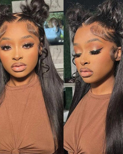 Junoda Silky Straight Invisible Adjustable Strap 360 Transparent Lace Frontal Bleached Knots Lace Wig junoda