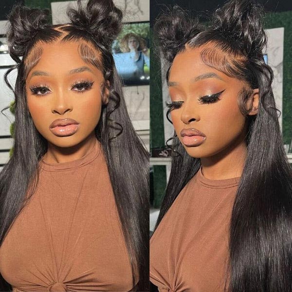 Junoda Silky Straight Invisible Adjustable Strap 360 Transparent Lace Frontal Bleached Knots Lace Wig junoda