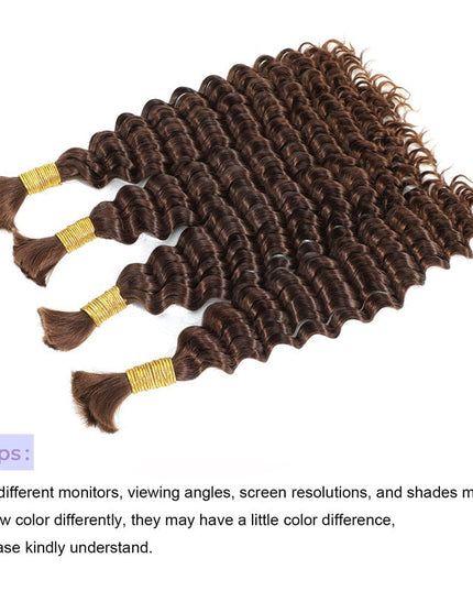Junoda #4 Deep Wave Bulk Human Hair For Braiding Crochet Micro Boho Braids For Black Women junoda