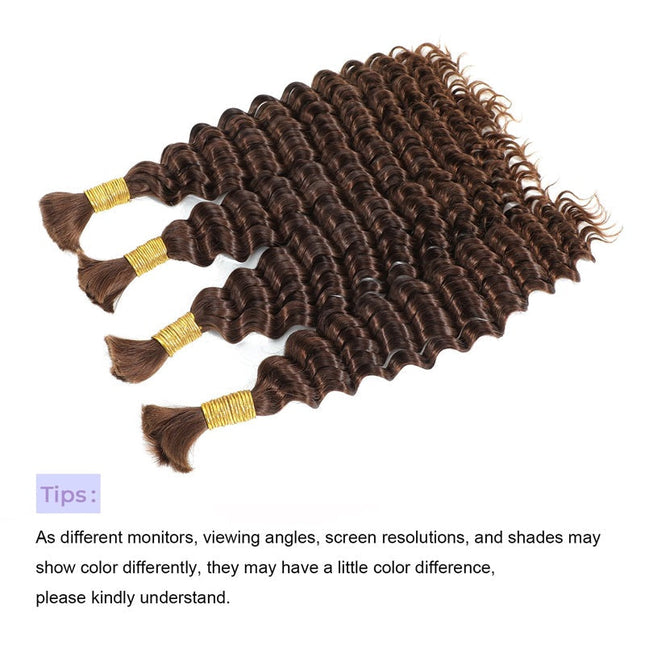 Junoda #4 Deep Wave Bulk Human Hair For Braiding Crochet Micro Boho Braids For Black Women junoda