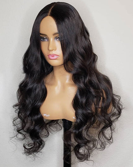Body Wave 4x4 Lace Closure Wigs Peruvian Hair Natural Hairline junoda