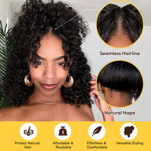 Invisi Drawstring Wig Water Wave Short Bob V Part Wig Shake and Go Glueless Human Hair Wigs for Sale junoda