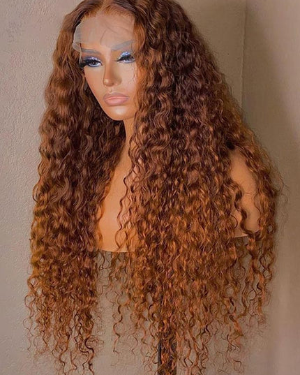 TikToker helovehimsumkatie Same Color 30 Water Wave Wig Ginger Brown Wet And Wavy Human Hair Lace Front Wig Junoda junoda
