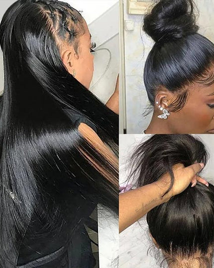 Junoda Silky Straight Invisible Adjustable Strap 360 Transparent Lace Frontal Bleached Knots Lace Wig junoda
