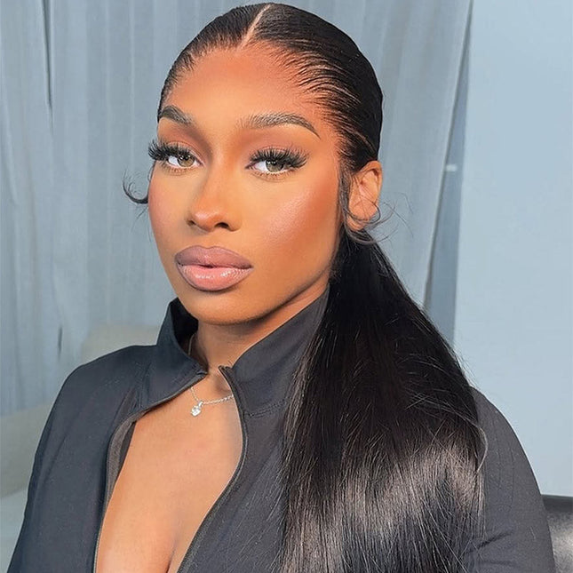 Natural Lagos Hairline Silk Straight 13x6 HD Transparent Lace Front Wig Human Hair No Glue Needed junoda