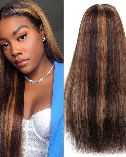 Junoda Hair Highlight Wigs Straight 13x4 Lace Frontal Human Hair Wigs junoda