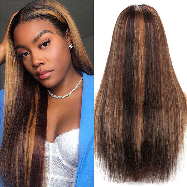 Junoda Hair Highlight Wigs Straight 13x4 Lace Frontal Human Hair Wigs junoda