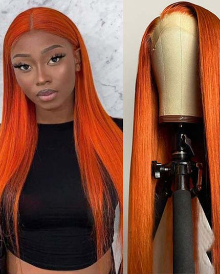 Junoda Ginger Blonde Straight Hair 4x4 Lace Closure Wig 150% Density junoda