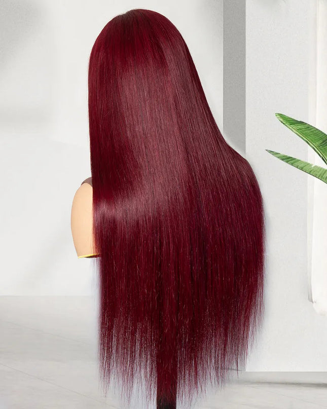 99J Color Burgundy Straight / Body Wave Wig Lace Front Wig Flash Sale junoda