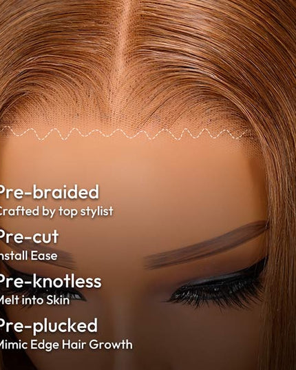 Caramel Brown Silky Straight Lace Frontal Wig Glueless Wig junoda