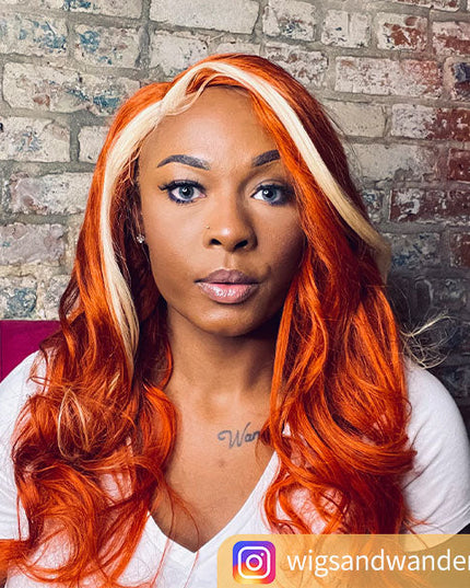 Junoda Ginger Blonde Ombre Lace Frontal Wig Virgin Human Hair Body Wave Wigs junoda