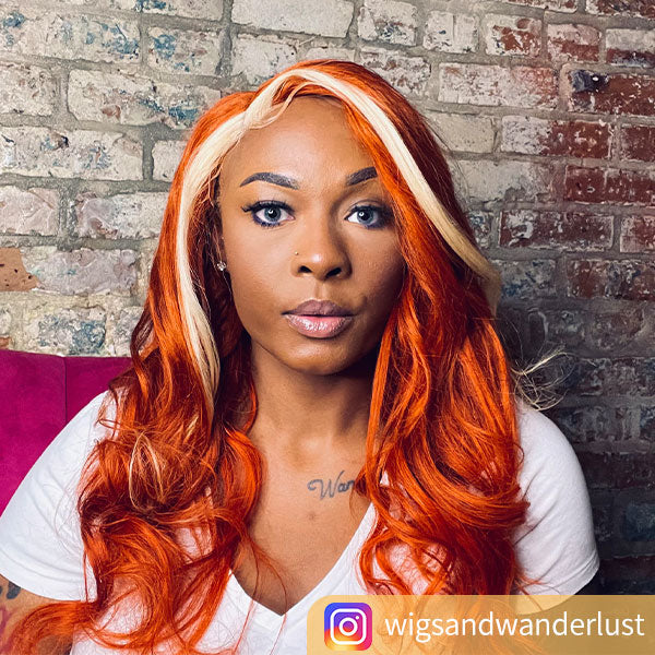 Junoda Ginger Blonde Ombre Lace Frontal Wig Virgin Human Hair Body Wave Wigs junoda