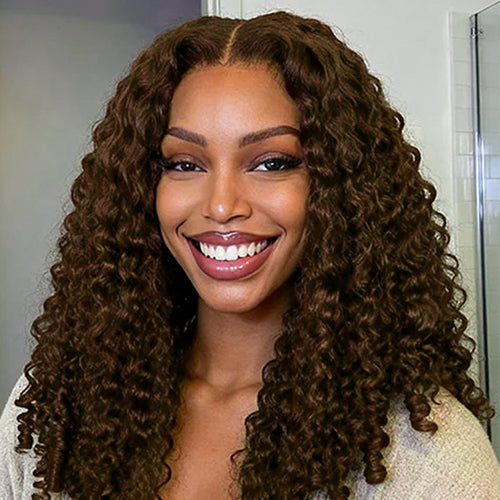 Dark Brown Burmese Curly Wig with Full Spiral Ends 6x5 Ready & Go Undetectable Lace Front Wig junoda