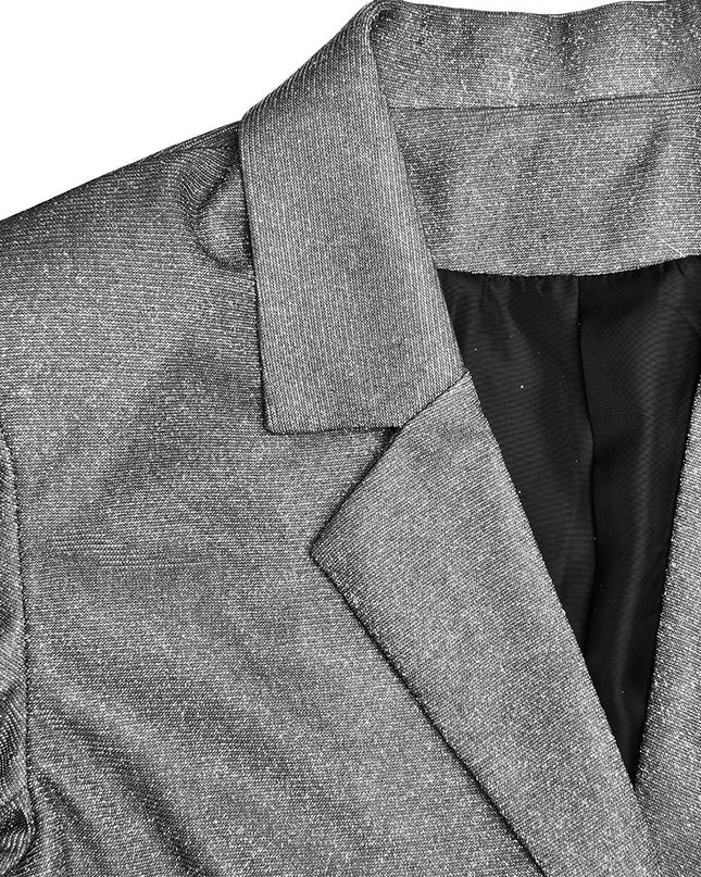 V-neck Long Sleeve Shiny Top Skirt Two-piece Suit