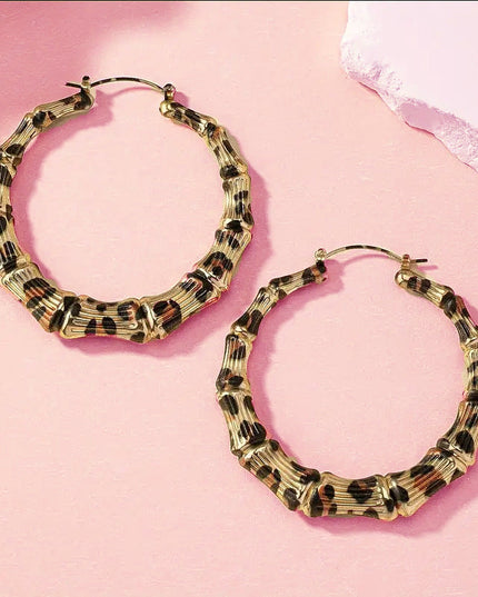 New Fashion Leopard Print Round Hoop Earrings For Women Jewelry Punk Metal Zebra Cow Big Circle Earring Female Party Gifts