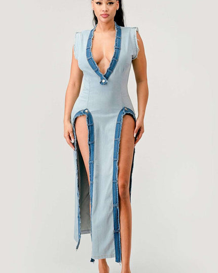 Denim Trip Pullover Dress