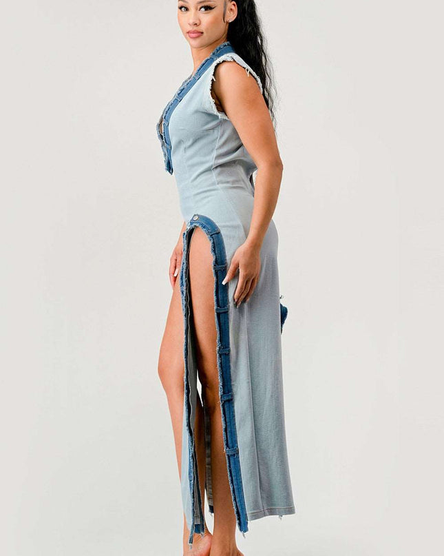 Denim Trip Pullover Dress