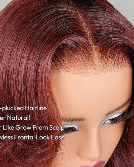 Junoda Cherry Cola Red Wig Pre-Everything Glueless Wig Layered Cut Customized Wave Human Hair Wig junoda