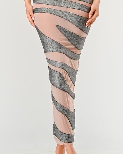 Metallic Bandage Mesh Insert Dress