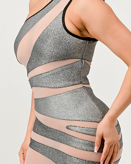 Metallic Bandage Mesh Insert Dress